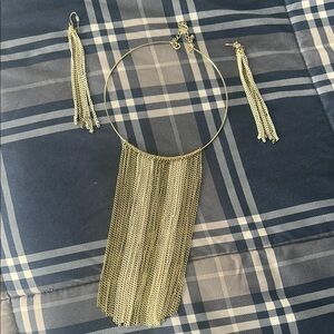Elegant Gold Chain Necklace and Earring Set